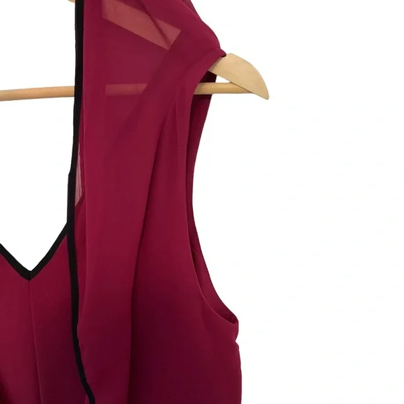 BCBG Dress BCBGeneration Women's Maroon V-neck Ruffle Tent/Shift Dress S… - Picture 9 of 15